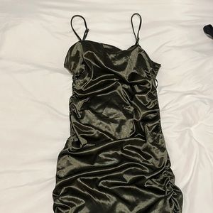 Satin Ruched Midi Dress